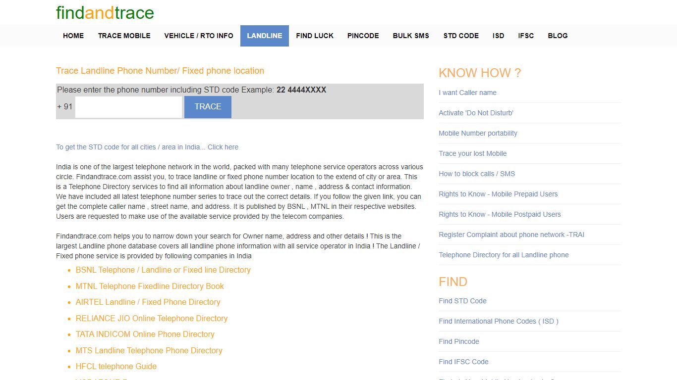Trace Landline Phone Number/ Fixed phone location - Findandtrace.com